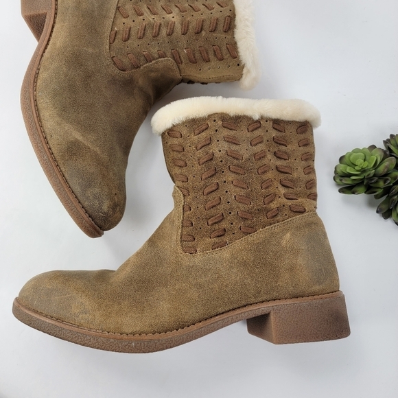 ABEO Pro Women's Bristol Sheepskin Lined Suede Boot in Tan Size 10 - Picture 3 of 16